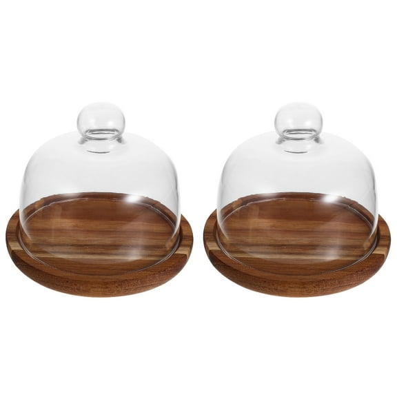 FESTFENDS Cake Display Stand Wooden For Events 2Pcs 5.1X5.1X4.7In