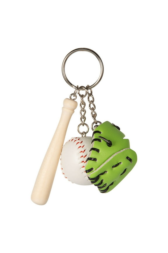 2 PCS Mini Cute Baseball Keychain Leather for Men Including Hat and Bat Men Women Boys Girls Gifts