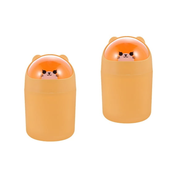 2 PCS Mini Desk Desktop Trash Can Animal Design Cartoon Garbage Office