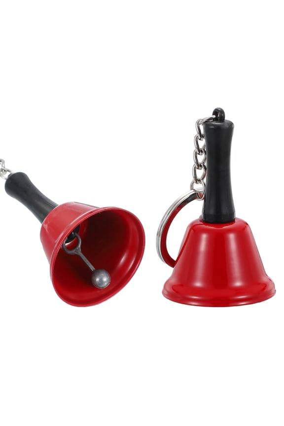 2 PCS Mini Hand Bell, Call Bell Small Pet Collar Bells Keychain Cute Bulk Loud Jingle with Keychain for Dog Collar Pendant Wedding Christmas Decoration Gifts Prayer, Red