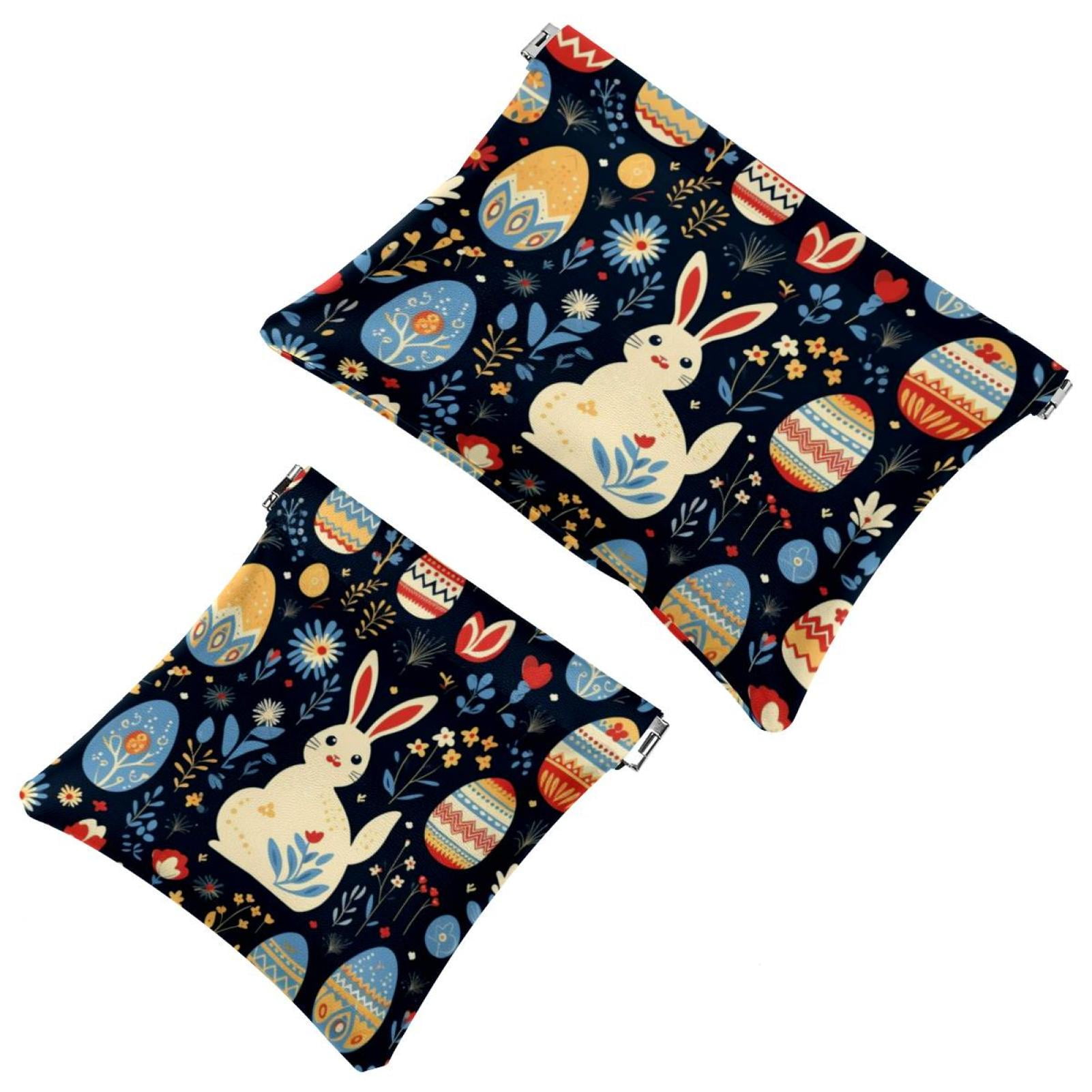 2 PCS Mini Portable Coin Purse, Easter Rabbit Eggs Lipstick Cosmetic