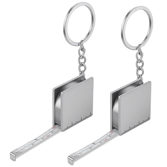 2 PCS Mini Tape Measure Keychain Metal, Metric Scales Silver Retractable Easy Reading Key Chain Tape Measure