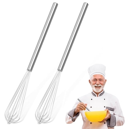 2 PCS Mini Whisk, Small Whisks for Cooking, Stainless Steel Mini Whisk Set - Essential Tiny Wire Whisk for Whisking, Beating, Blending Eggs & Sauces