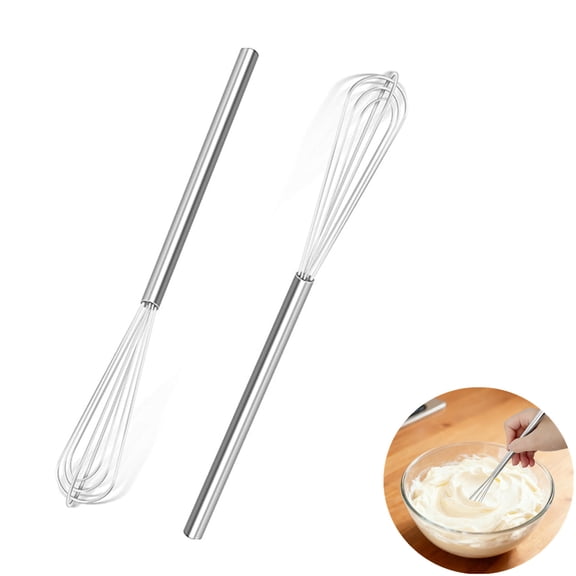 2 PCS Mini Whisk, Small Whisks for Cooking, Stainless Steel Mini Whisk Set - Essential Tiny Wire Whisk for Whisking, Beating, Blending Eggs & Sauces