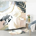 thumbnail image 1 of 2 PCS Modern Shower Curtain 72Wx72H Inches Mid Century Geometric Abstract Bathroom Rug Set 70s Pastel Bath Contour Mat Boho Bathroom Accessories Home Washroom Decor Shower Supplies, 1 of 4