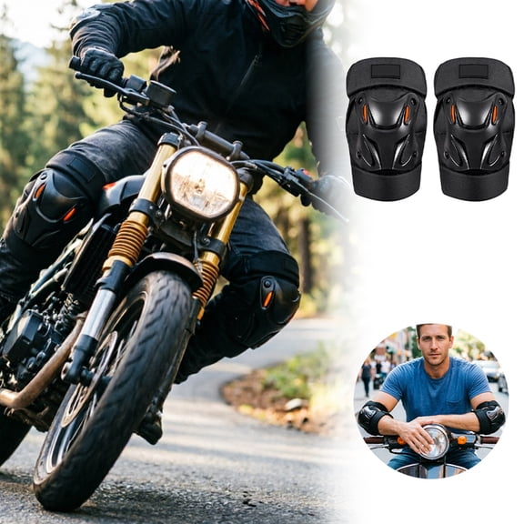 2 PCS Motorbike Knee & Elbow Protective Pad knuckle pads - Durable Hard Shell Impact Resistant Guard Gear, Adjustable Straps for Cycling Rollerblading Skating (Black)