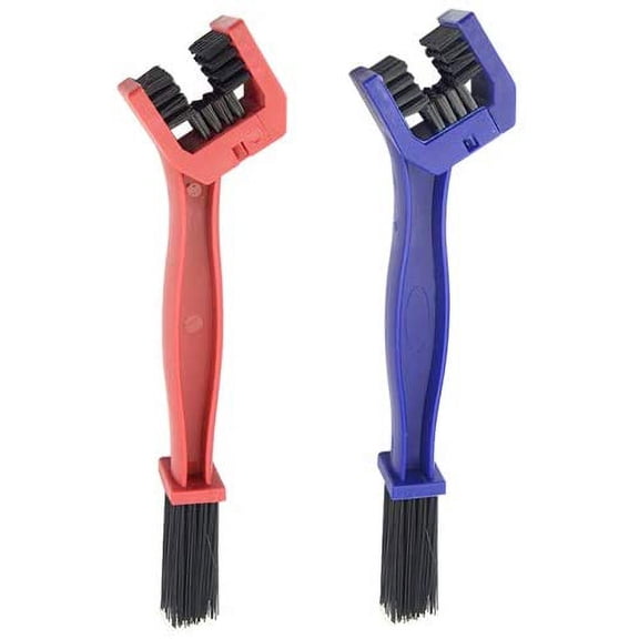 2 PCS Motorcycle Bicycle Bike Chain Cleaning Brush Tool Washer Cleaner Crankset Mountain Maintain Tool, Blue and Red