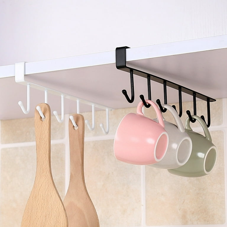 2 Pack Mug Cups Wine Glasses Storage Hooks Kitchen Utensil Ties Belts and Scarf Hanging Hook Rack Holder Under Cabinet Closet Without Drilling Walmart