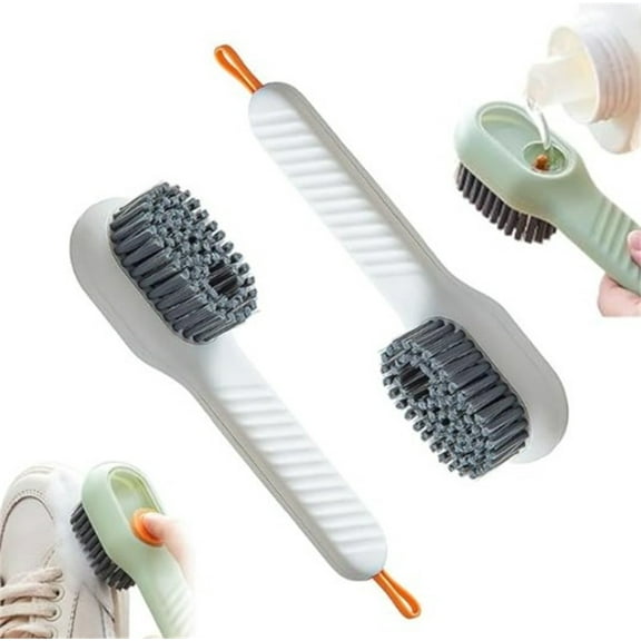 2 PCS Multifunctional Liquid Washing Brush,Soft Bristles Automatic Liquid Shoe Brush,Sport Shoe Soap Dispenser Brush,White Shoe Laundry Brush,Shoe Brush with Soap Dispenser (White)