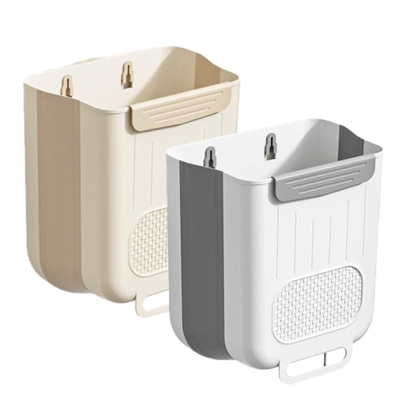2 PCS Multipurpose Hanging Collapsible Trash Can for Kitchen,Space Saving, Strong Load-Bearing & Versatile, Hanging Foldable Trash Can Includes for Kitchen (2 Mix, 10 liters * 2)