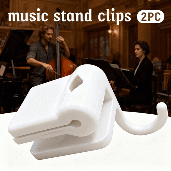 2 PCS Music Stand Clip with Bow Hook & Pencil Holder - Foldable, Clip-On Organizer for Violin, Cello, Viola - Compact Music Stand Accessory with Pencil Clip for Easy Marking and Writing
