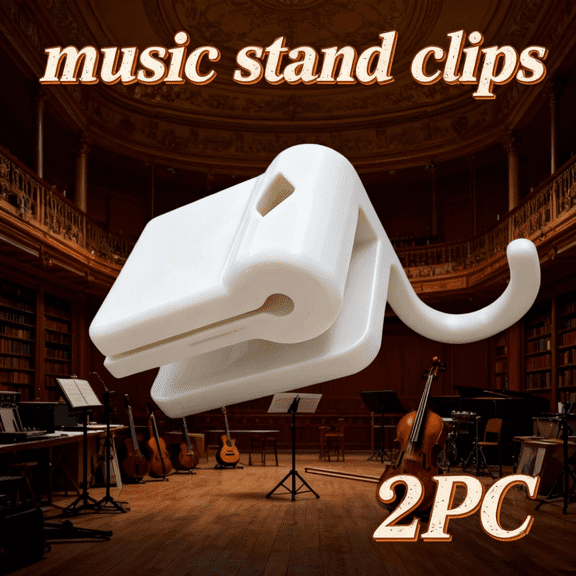 2 PCS Music Stand Clip with Foldable Bow Hook & Pencil Holder - Compact Clip-On Organizer for Violin, Cello, Viola, Piano - Efficient Design for Easy Music Marking and Organization