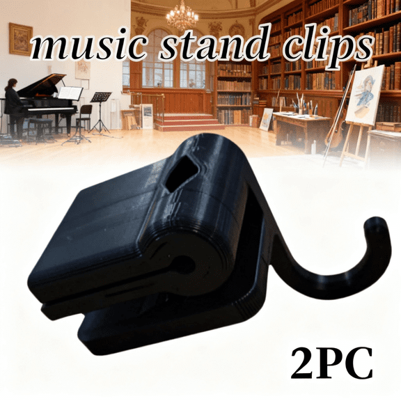 2 PCS Music Stand Clip with Pencil Holder & Bow Hook - Clip-On, Foldable Organizer for Violin, Cello, Viola, Piano - Space-Saving Design for Quick Access to Tools for Music Marking