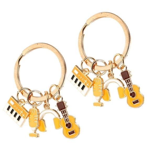 2 PCS Musical Instrument Key Ring Violin Keychain