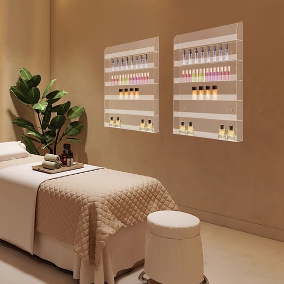 2 PCS Nail Polish Wall Racks 6 Tiers Acrylic Clear Nail Polish Storage Racks