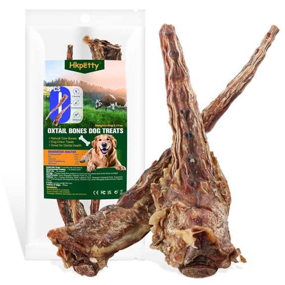 2 PCS Natural Beef Tail Bones for Dogs - Long-Lasting Dental Chew, Rawhide-Free & Digestible Dog Treats,Single Ingredient Grass-Fed Beef