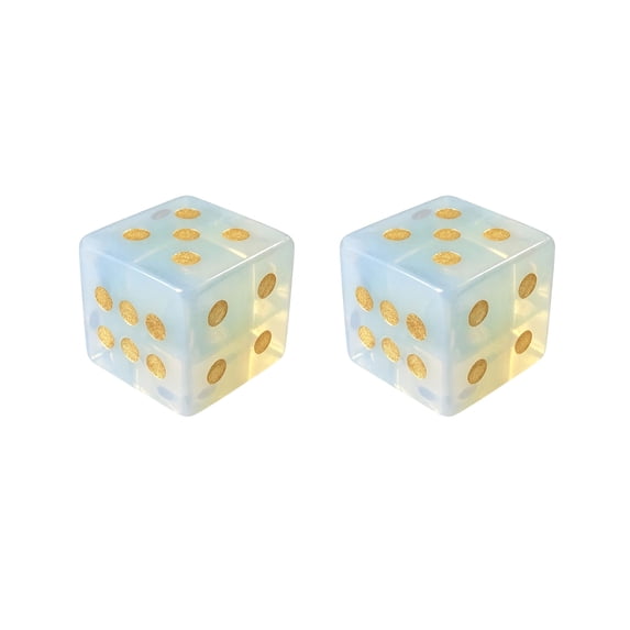 2 PCS Natural Crystal Dice Set, 16mm 6-Sided D6 with Gold Pips, Polished Hand-Carved Stone Die for Tabletop Board Games, Tarot Divination, Ornament & Home Decor