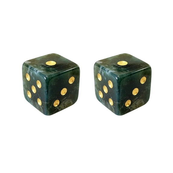 2 PCS Natural Crystal Dice Set, 16mm 6-Sided D6 with Gold Pips, Polished Hand-Carved Stone Die for Tabletop Board Games, Tarot Divination, Ornament & Home Decor