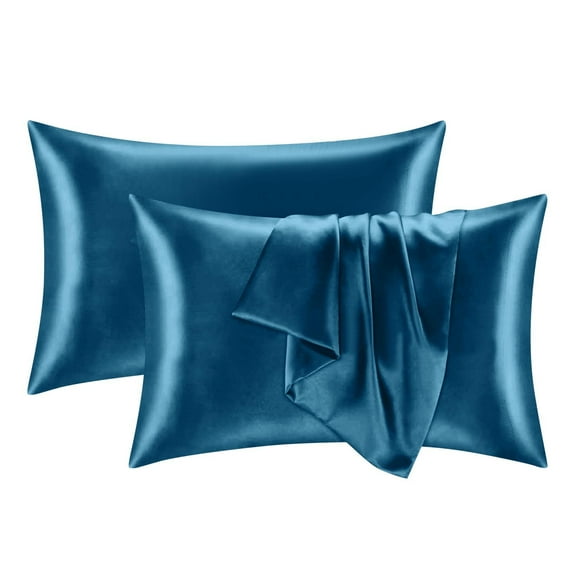 2 PCS Natural Mulberry Silk Pillowcase Silk Pillow Covers Luxury and Soft Pillow Cases Perfect Gift for a Female Friend 20.08*35.83 "(Blue)