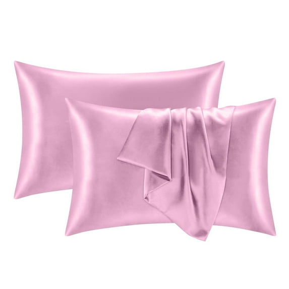 2 PCS Natural Mulberry Silk Pillowcase Silk Pillow Covers Soft Breathable Smooth Cooling Mulberry Silk Pillow Case Give You Soft Care 20.08*30 "(Light pink)
