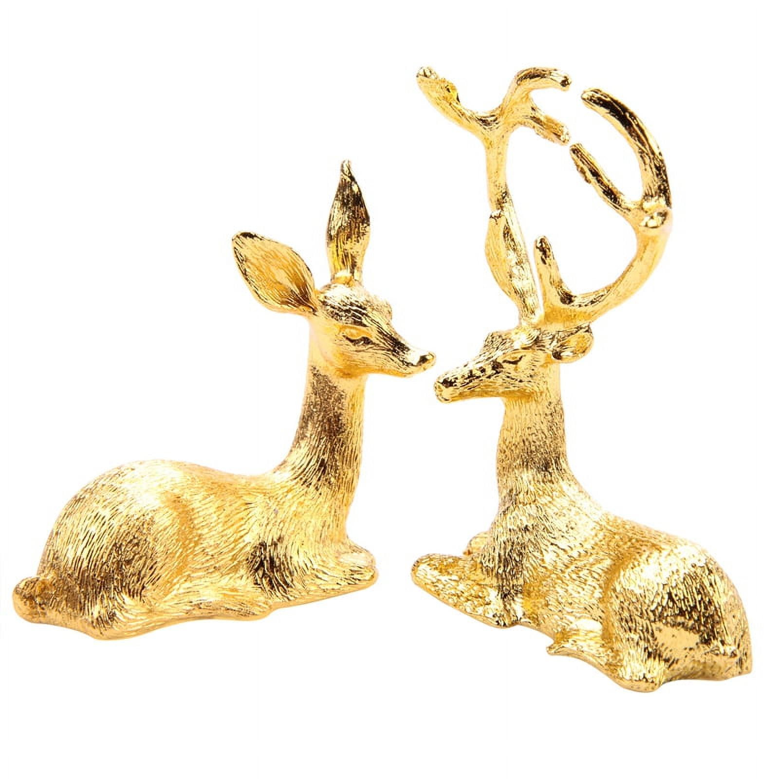 2 PCS Noble Couple Deer Statue Home Decor Collectible Animal Figurines