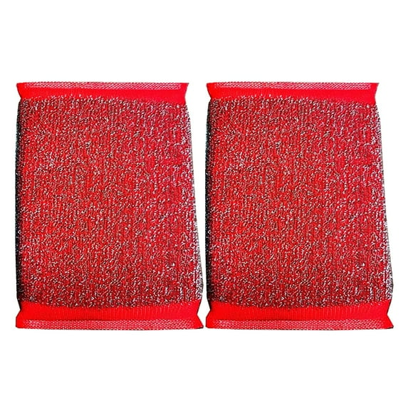 2 PCS Non-Scratch Multipurpose Steel Wire Dishcloths - Reusable Quick-Dry Odor-Free Scrub Cloths for Dishes, Kitchen Cleaning Cloths for Cookware, Sinks, Stove Tops,3.9''x5.1''(Z3-Red)