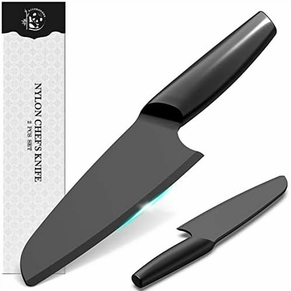 2 PCS Nylon Knife for Nonstick Pans Nylon Knife Set for Cutting Fruits, Veggies and Bread Black$$Home Decor, Kitchen, & Other