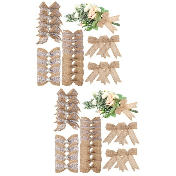2 PCS Ornaments DIY Natural Burlap Bow 20pcs Special Bows
