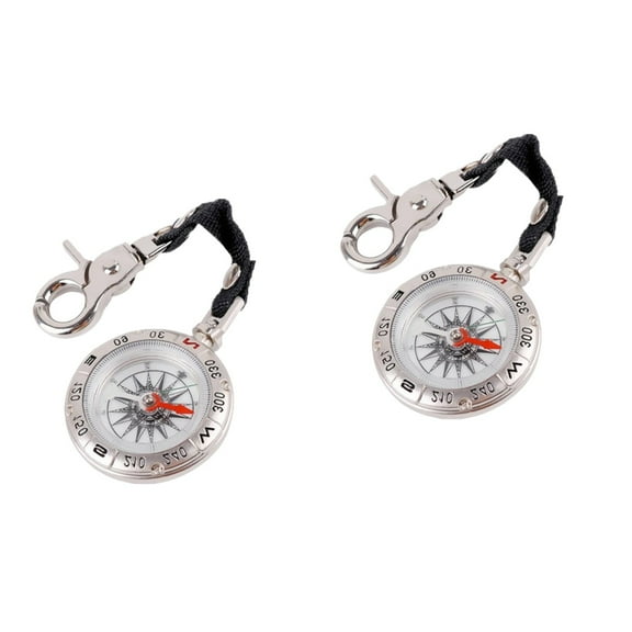 2 PCS Outdoor Pocket Compass Lanyard Portable Keychain