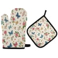 2 PCS Oven Baking Gloves Set Heat Resistant Oven Mitt & Pot Holder Set ...