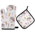 2 PCS Oven Baking Gloves Set Heat Resistant Oven Mitt & Pot Holder Set ...