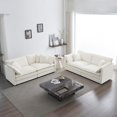 thumbnail image 1 of 2 PCS Oversized Living Room Sofa Sets Include Two Spacious Loveseats for 4-6 Persons, Modern Deep Seat Modular Cushions Sofa&Couch w/8 Pillows for Home,Apartment,Office, 76.7", White/2PCS, 1 of 8