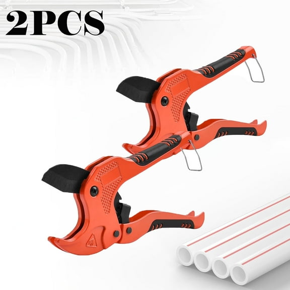 2 PCS PVC Pipe Cutter Cuts up to 1-5/8" (42mm) Ratchet Pipe Cutter Tool with SK5 Blade,Pex Cutter,Pipe Tube Cutters PVC Pipe Shears Pex Cutting Tool for PVC, PPR, PE, PEX, Plastic Hoses