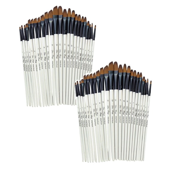 2 PCS Paint 12 Artist Oil Painting Flat&Tip Brush Acrylic Kit Brushes Watercolor Office Stationery Daily tools Home essentials Utility tool