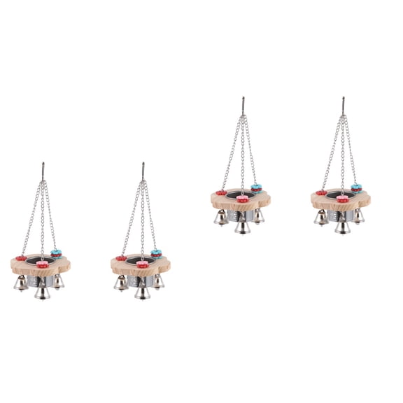 2 PCS Parrot Hanging Bowl Molar Bird Swing Feeder White