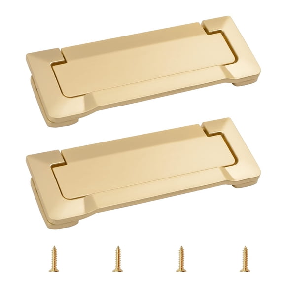 2 PCS Pearl Gold Pocket Door Drawer Handle Flush Pull Hidden 96mm Center