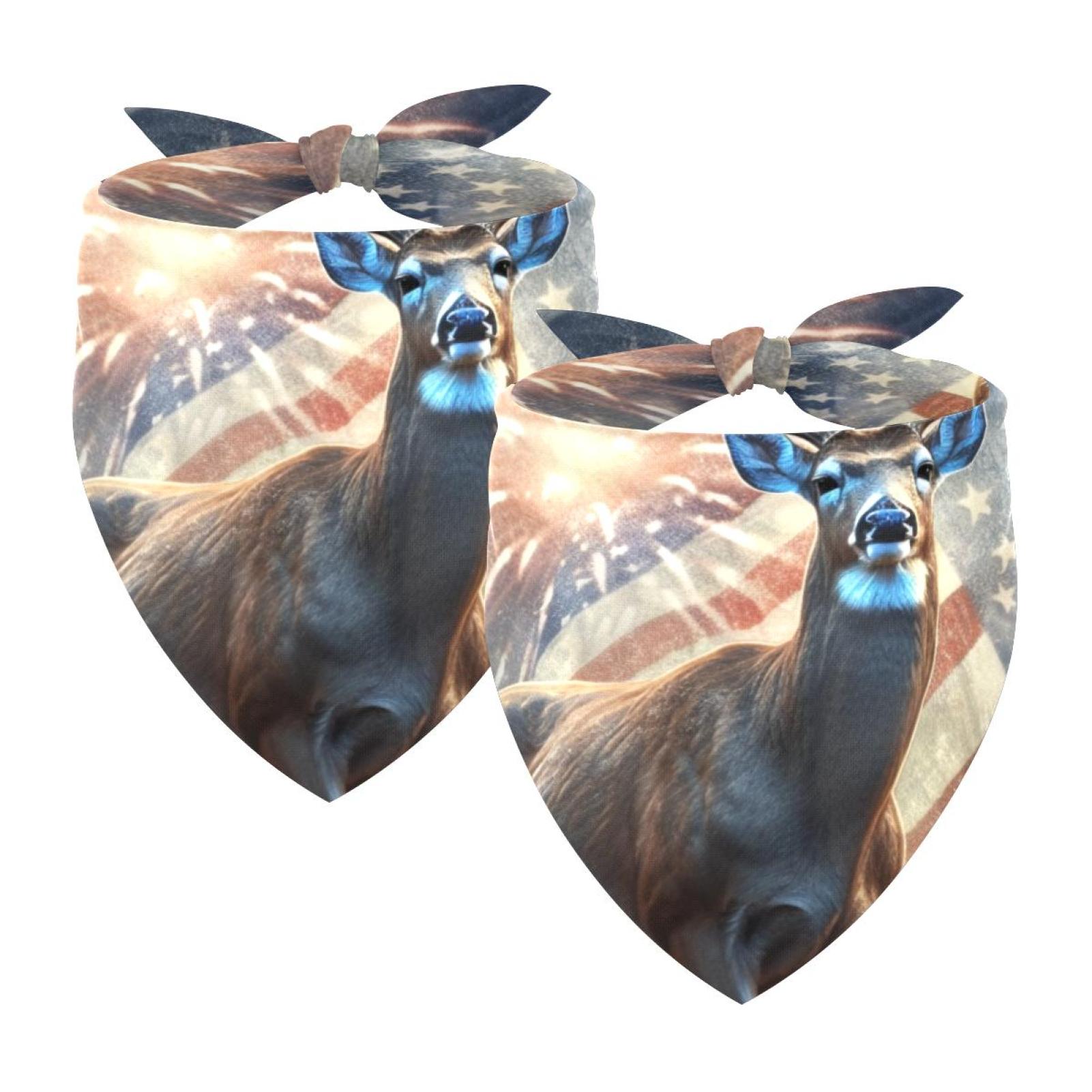 2 PCS Pet Triangle Scarf Large Dogs Bandanas Deer Breathable Bibs Pets