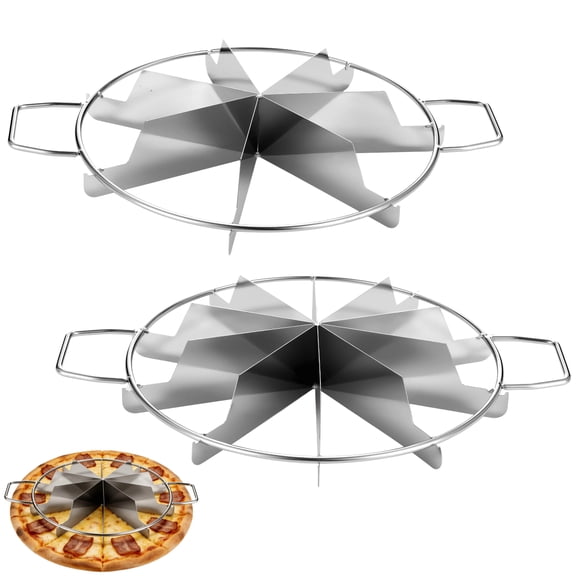 2 PCS Pie Cutter 7 Slice & 10 Slice, Stainless Steel Pizza Divider with Side Handles, Professional Round Pastry Marker for Portion Control, Suitable for Pies Cakes Tarts Desserts