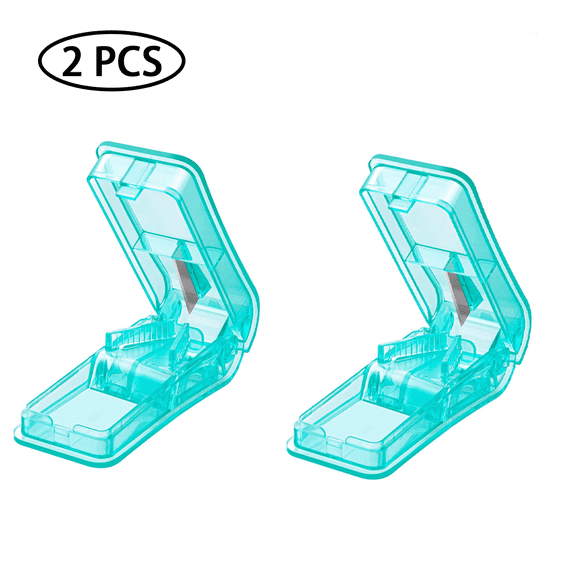 2 PCS, Pill Cutter, Pill Cutter Splitter for Small and Tiny Pills, Portable Pill Contain with Blade, For Any Pill Up To 0.8" Size