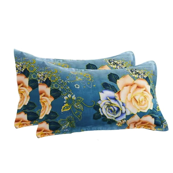 2 PCS Pillow Shams Pillowcase, Pillow Covers Garden Floral Printed Pillow Cases Set of 2 , Soft and Breathable Cooling Pillow Case 30.7"x18.9", Yellow Flower(B)