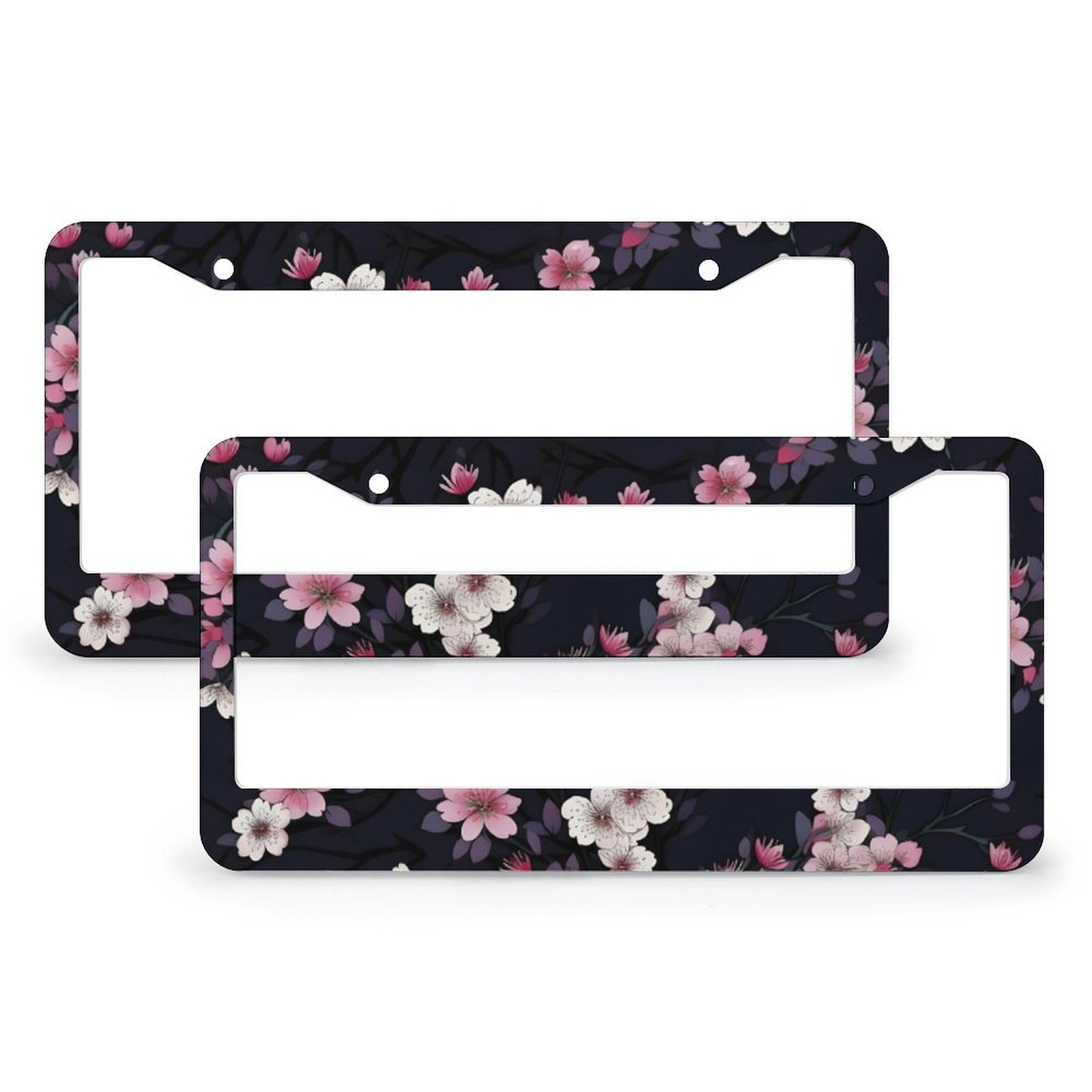 Pink License Frame 2 PCS Pink Cherry Blossoms License Plate Frame Flowers And Plants ...