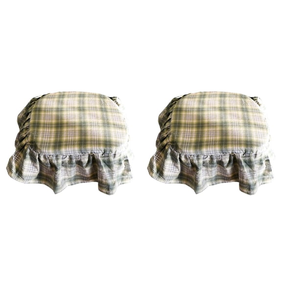 2 PCS Plaid Ruffled Chair Cushion with Ties, Non- Farmhouse Style Seat Pad for Kitchen Dining Room and Workplace Chairs, Soft Comfort Cushion for Home Decor and Wooden Chairs