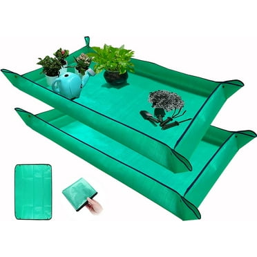 2 PCS Plant Repotting Mat for Indoor Plants, 43" X 29" Thickened Foldable Waterproof Plant Potting Tray and Mess Control, Portable Potting Mat Gardening Tray for House Plants Succulents, Extra Large