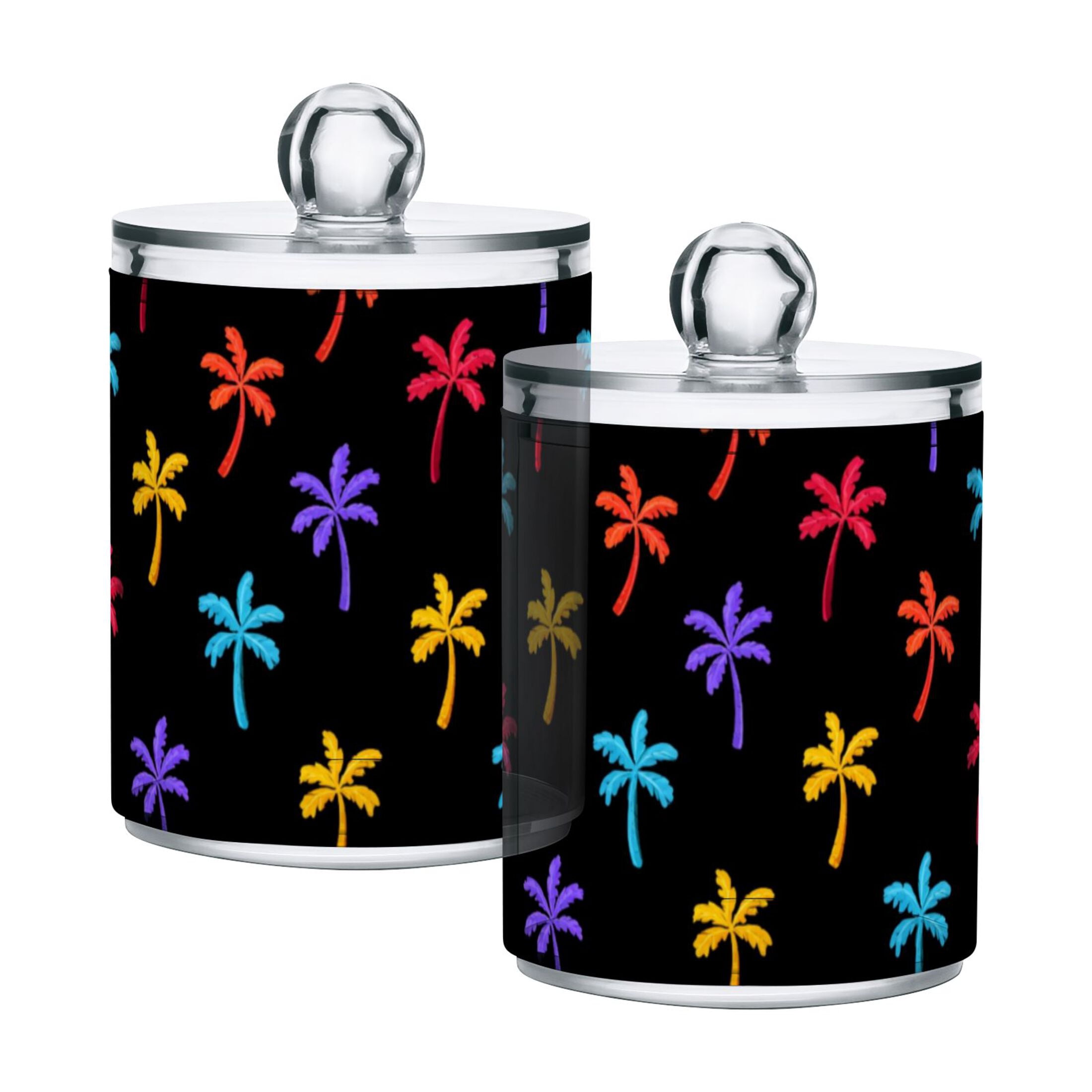 2 PCS Plastic Storage Canister Clear with Lids Airtight Cotton Swabs ...