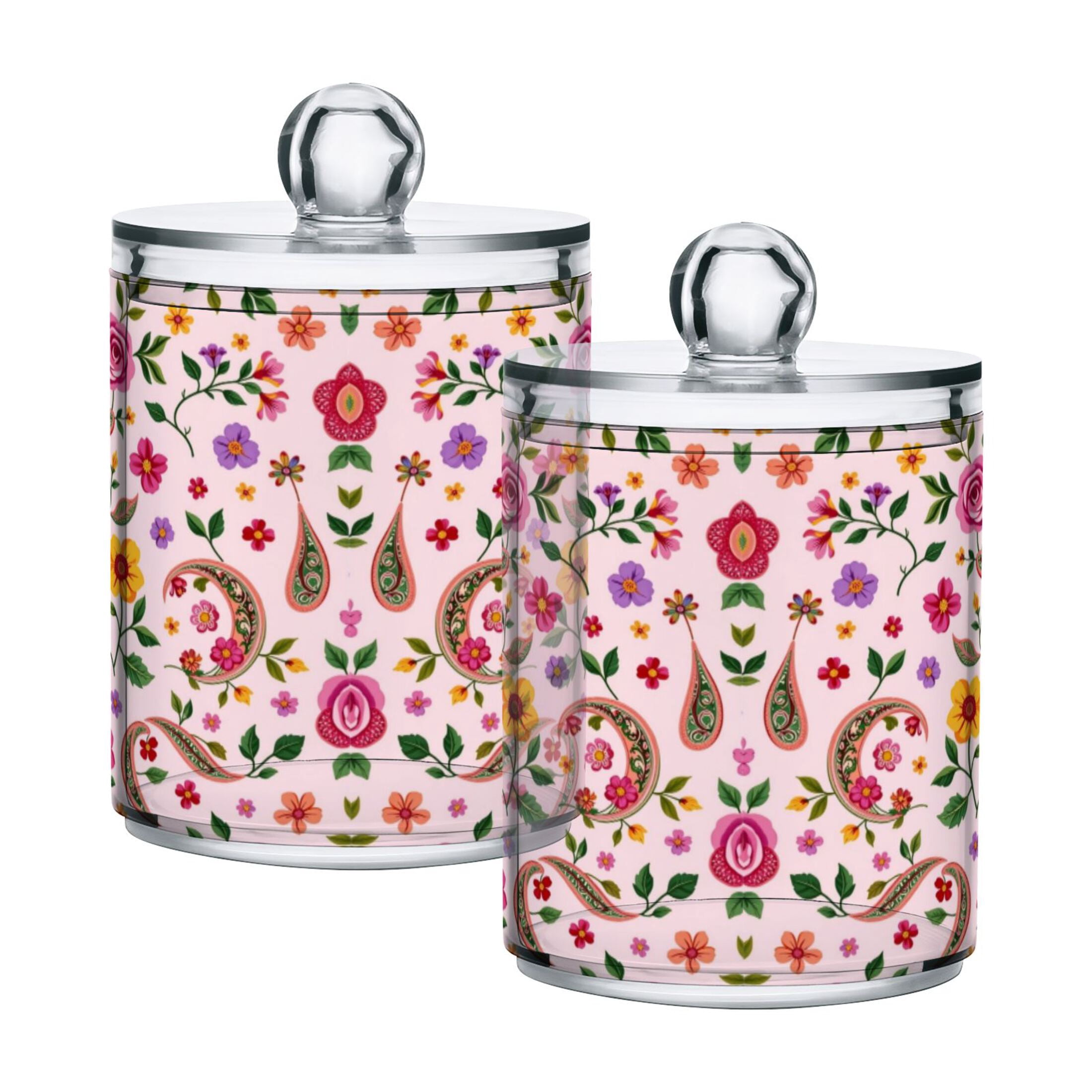 2 PCS Plastic Storage Canister Clear with Lids Airtight Cotton Swabs ...