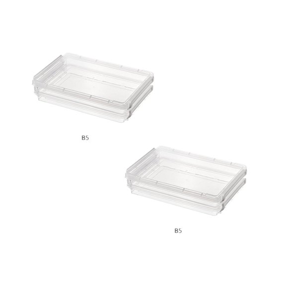 2 PCS Plastic Storage With Latching Lids Clear File Portable Storage Containers For Organizing A4 Paper Document Scrapbook 2PCS, 31.3 cm×21.4 cm×7 cm, Clear B 2 Packs