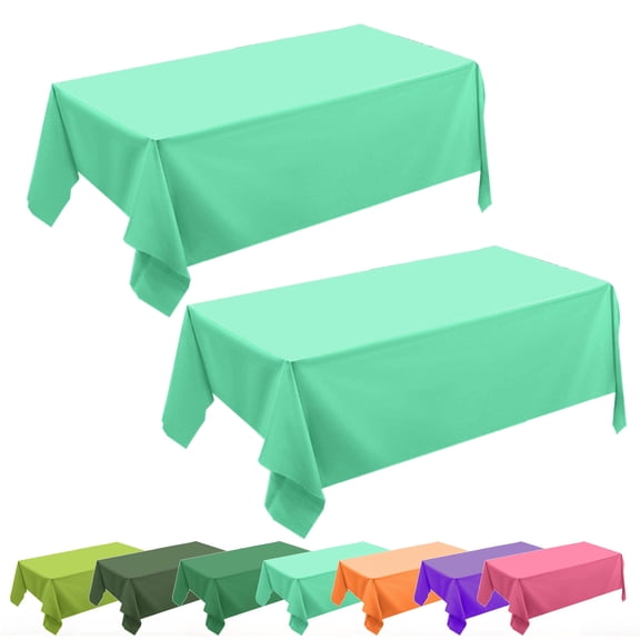 2 PCS Plastic Tablecloth for Rectangle Table, Disposable Table Cloth Plastic Table Cover for Birthday, Anniversary, Wedding, Fine Dining, Graduation Party Decoration, Light green
