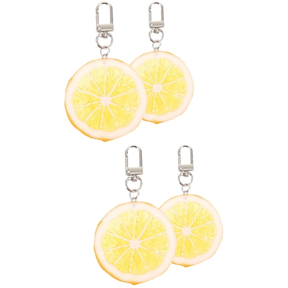 2 PCS Plush Lemon Keychain Pendant Lemon-shaped Bag Accessory