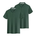 thumbnail image 1 of 2 PCS Polos Shirts for Women Short Sleeve Casual Plus Size Golf Blouses Button Collar School Uniform Sport Workout Tops, Army Green, XXXL, 1 of 5
