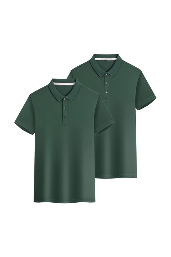 2 PCS Polos Shirts for Women Short Sleeve Casual Plus Size Golf Blouses Button Collar School Uniform Sport Workout Tops, Army Green, XXXXL